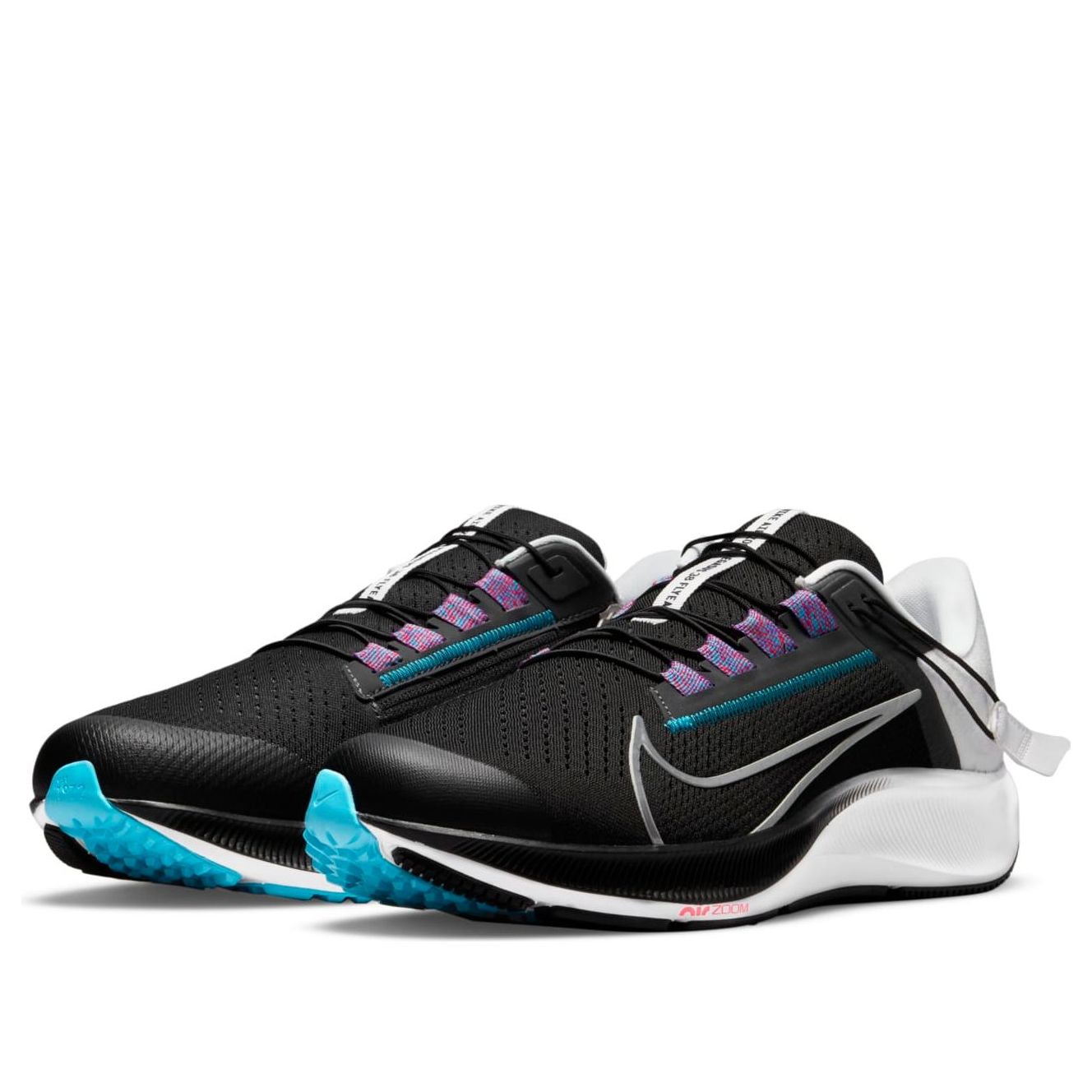 Nike Air Zoom Pegasus 38 Flyease Extra Wide 'Black Metallic Silver' DA6678-002