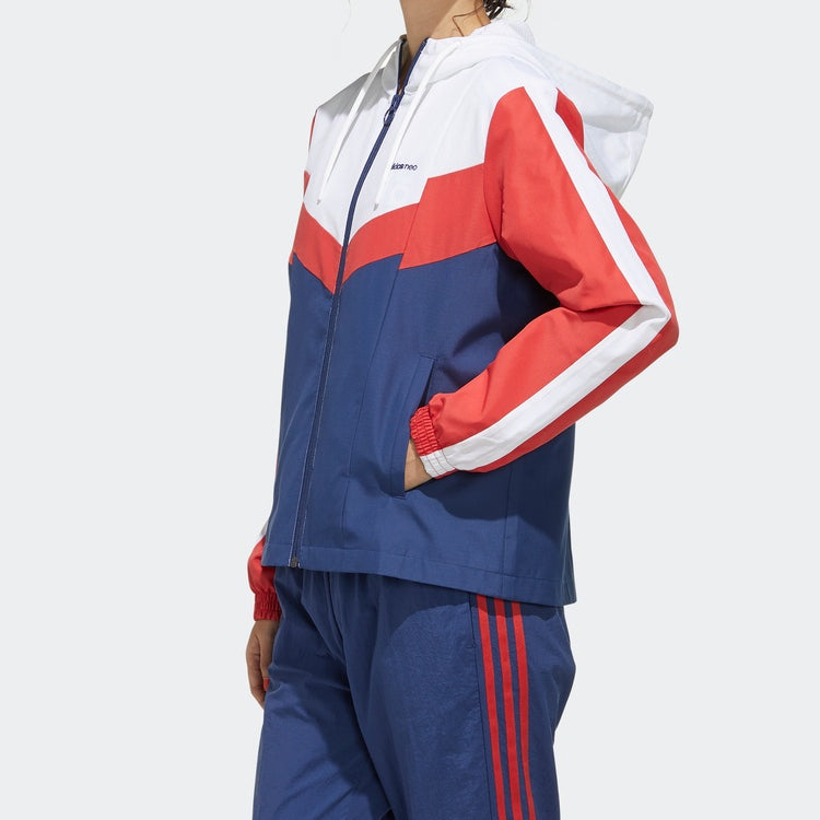 (WMNS) adidas neo Adjustable Sports Jacket Red Blue White GE4314