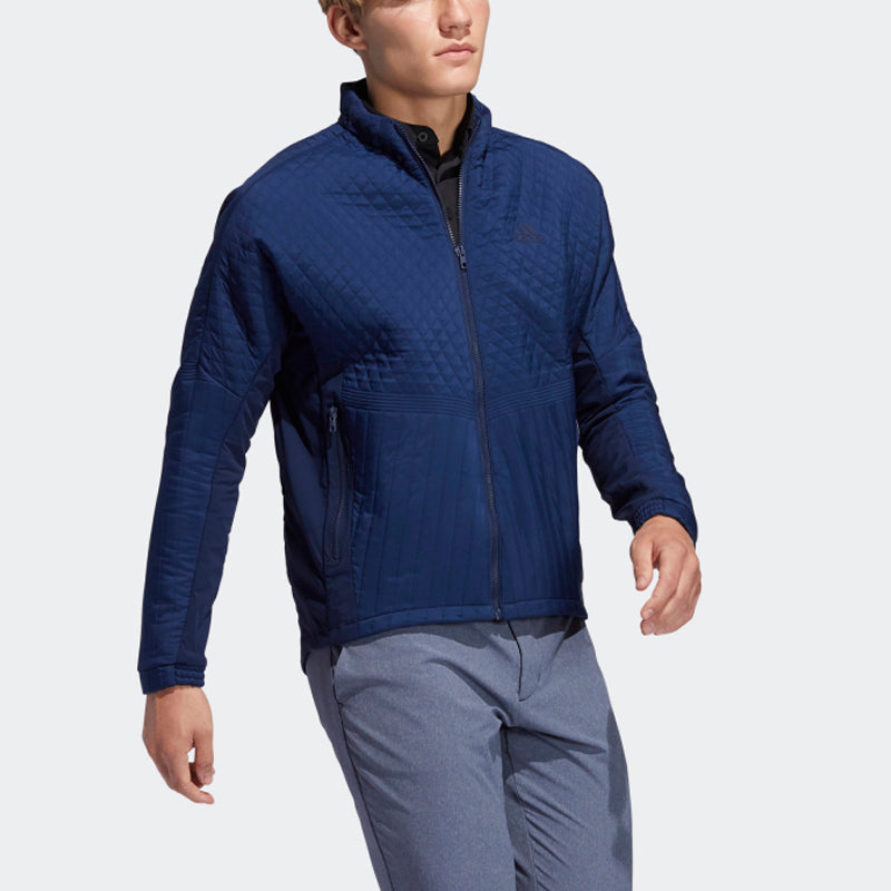 adidas Quilting Jk Golf Sports Stand Collar Jacket Blue FS6956
