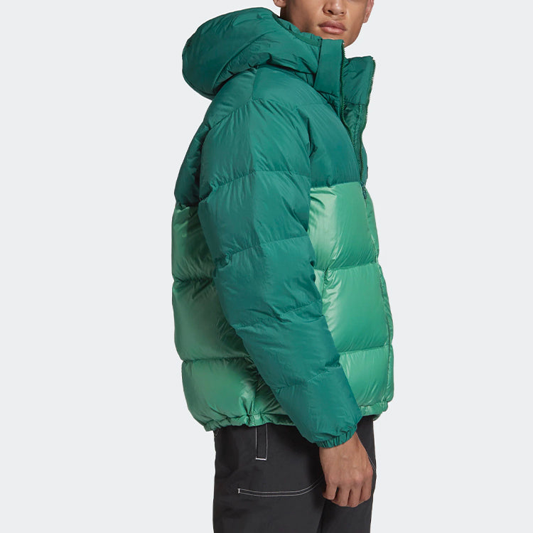 adidas originals Down Regen Puff Stay Warm Splicing Sports hooded down Jacket Green GE1329