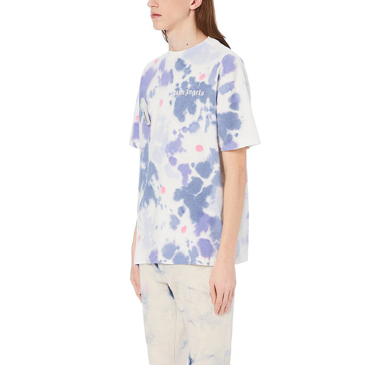 Men's PALM ANGELS Tie Dye Short Sleeve White PMAA001E20JER0140184