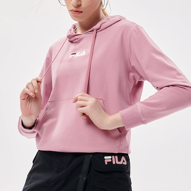 (WMNS) FILA FUSION Logo Embroidered Solid Color Sports Hoodie Pink T11W133204F-PK