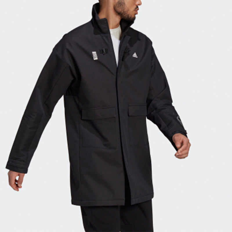 adidas Wj Jkt Long Woven Training Casual Sports Jacket Black GU1766