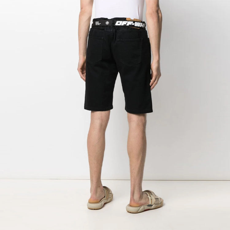 Off-White FW21 Alphabet Belt Design Casual Shorts Version Black OMYC005S21DEN0011001-1