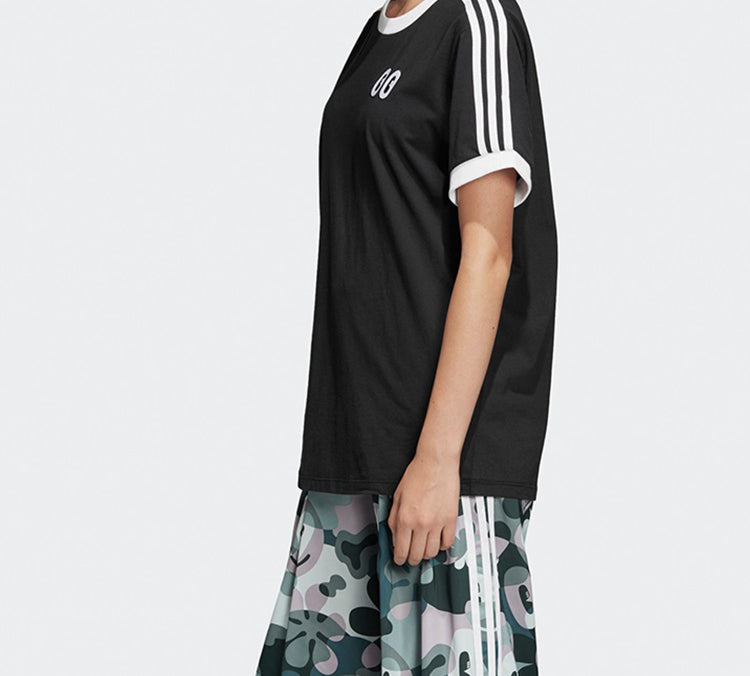 (WMNS) adidas originals Round Neck Pullover Short Sleeve Black DV2664