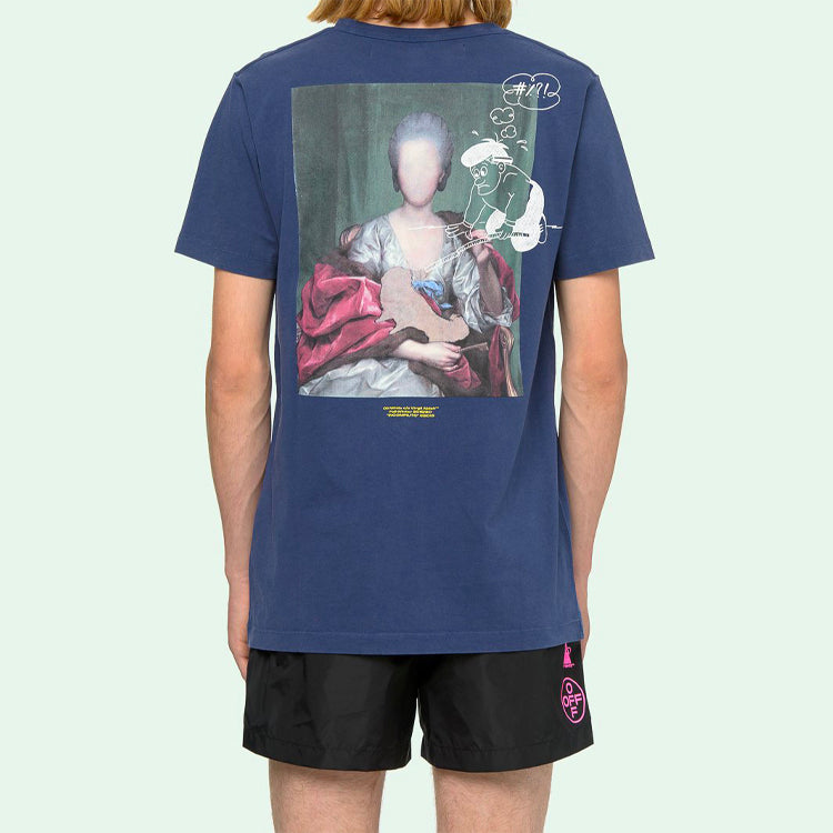 Off-White Back Photo Printing Short Sleeve Blue OMAA027E191850053088