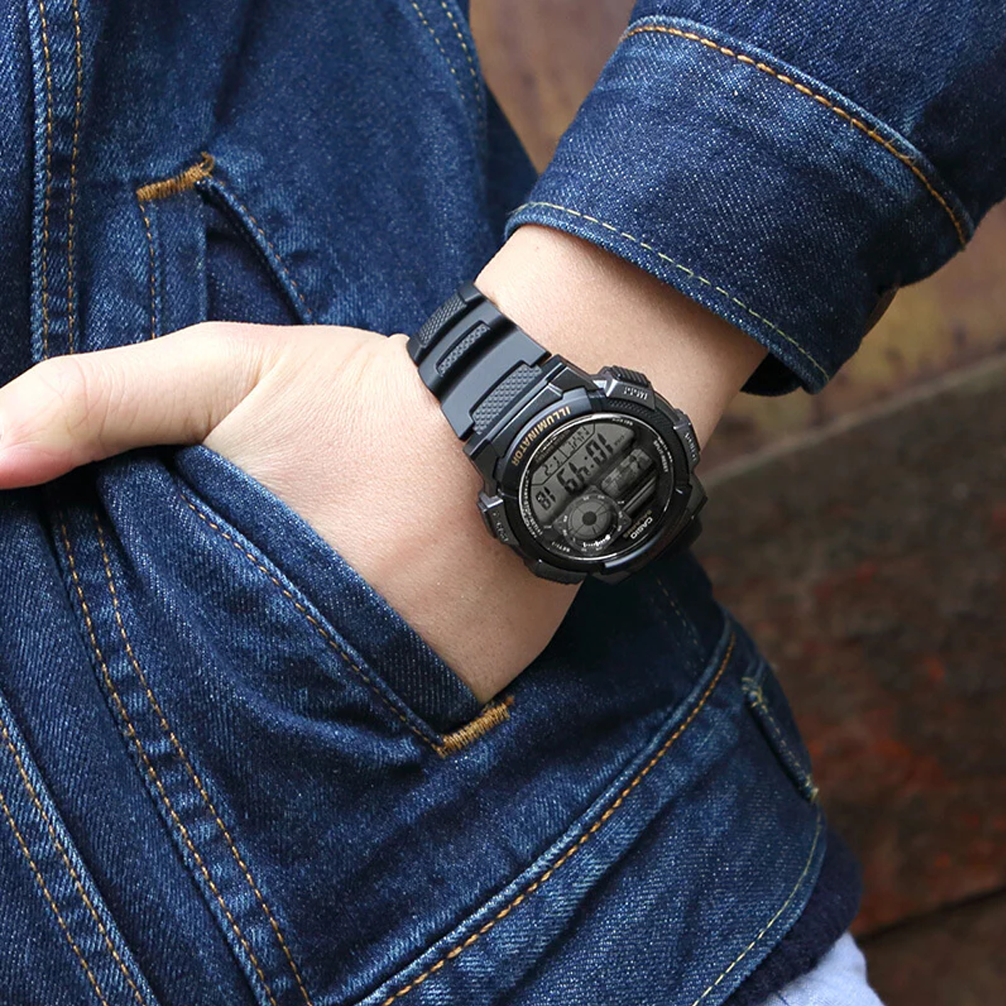 CASIO G Shock Quartz Sports Waterproof Mens Black Digital AE-1000W-1A
