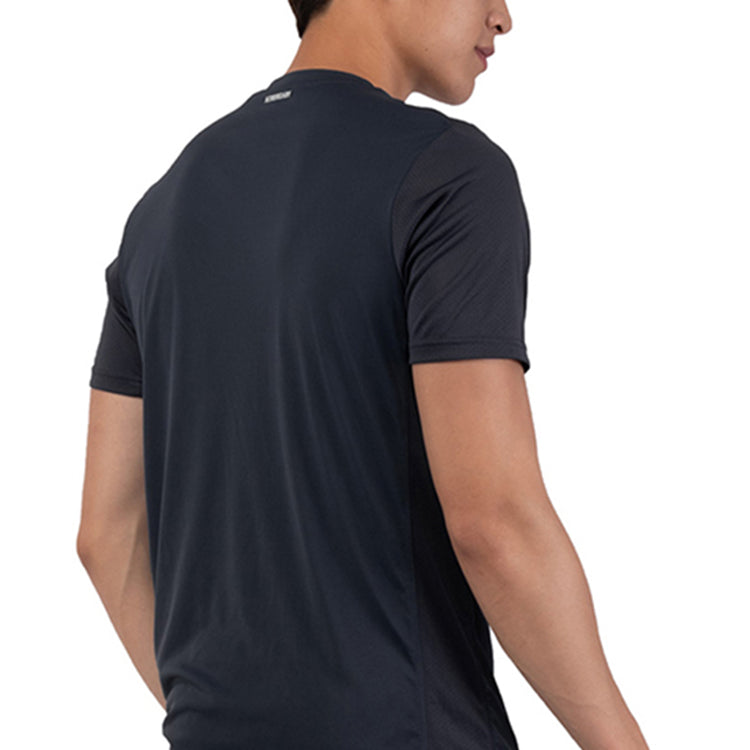 adidas Logo Printing Mesh Splicing Breathable Sports Short Sleeve Navy Blue H34691