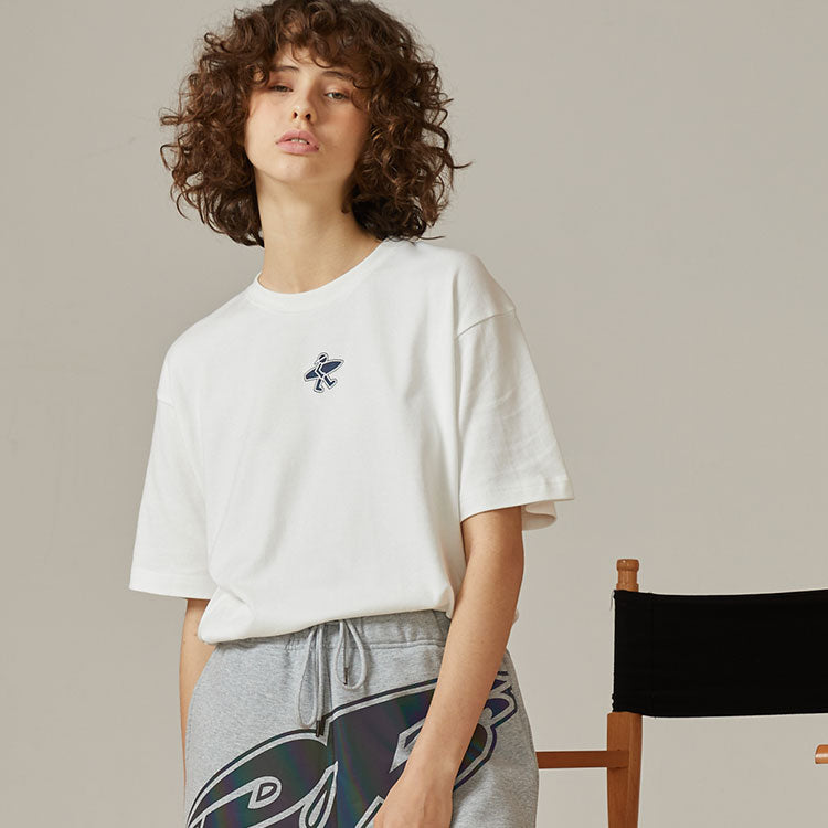 PJs Vigor Laser logo Loose Casual Short Sleeve Couple Style White 20SSTS1009-P