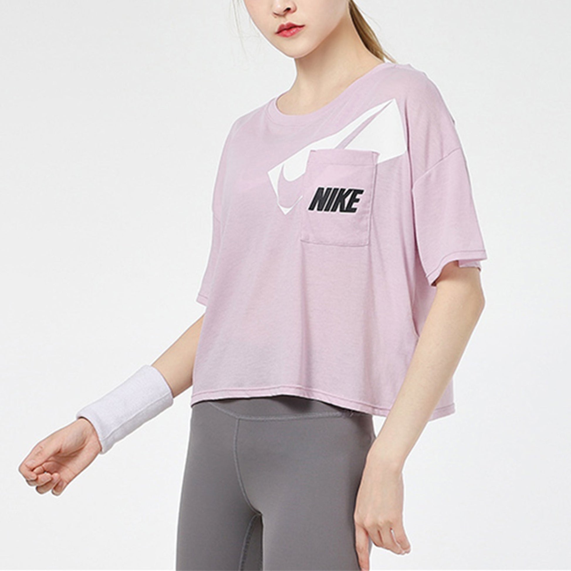 (WMNS) Nike Dri-fit Loose Round Neck Alphabet Short Sleeve Pink Red DC7190-576