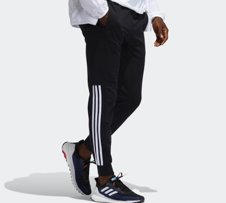 adidas Plaid Pants Knitted Sports Pants Men Black FT2843