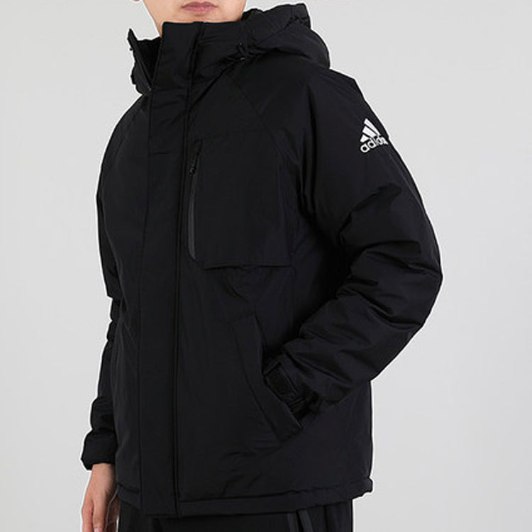 adidas originals Bos Logo Down J Stay Warm Solid Color hooded down Jacket Black GF0081