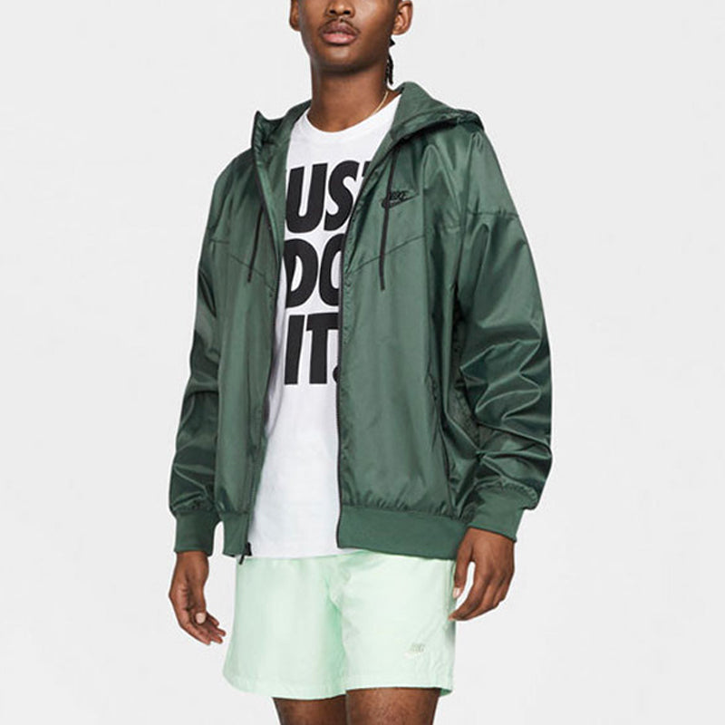 Nike Solid Color Sports Outdoor Training Windproof Hooded Jacket Green DA0001-337