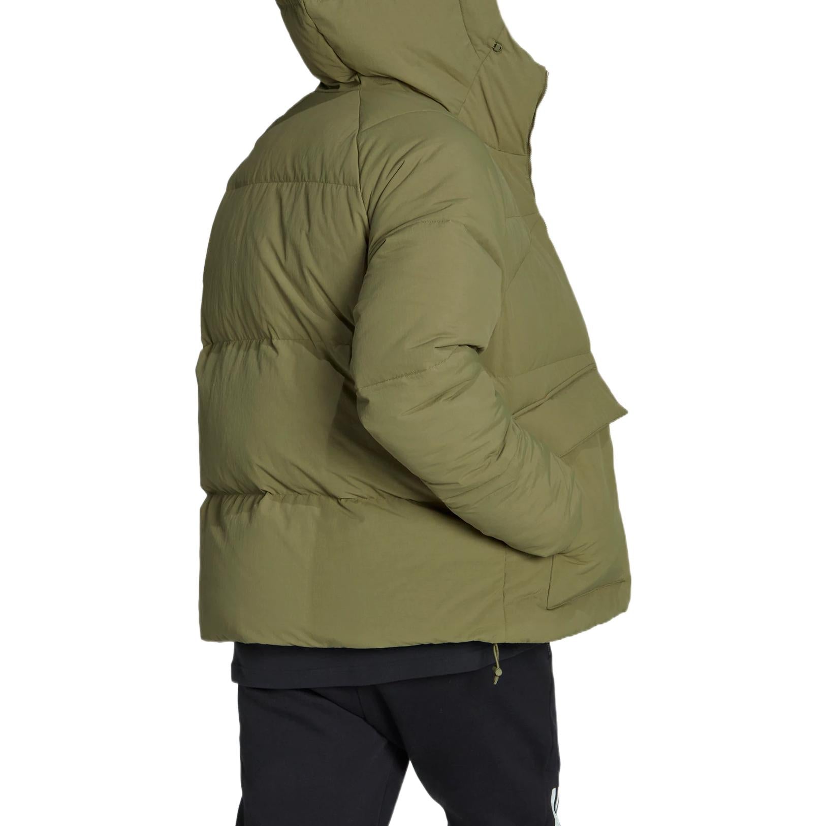 adidas Solid Color Zipper Hooded Down Jacket Men's Green HN9931