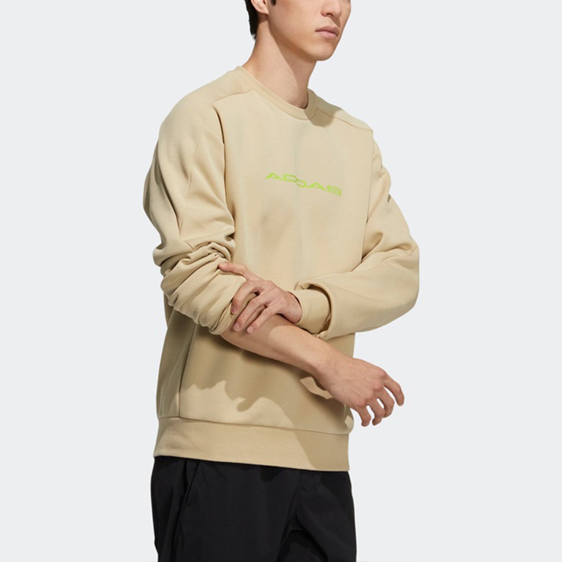 Men's adidas Th Eng Sweat Logo Printing Casual Sports Pullover Khaki H39278
