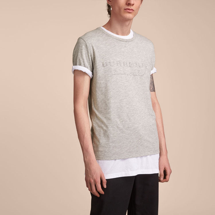 Burberry Logo Printing Round Collar Male Grey 40507511
