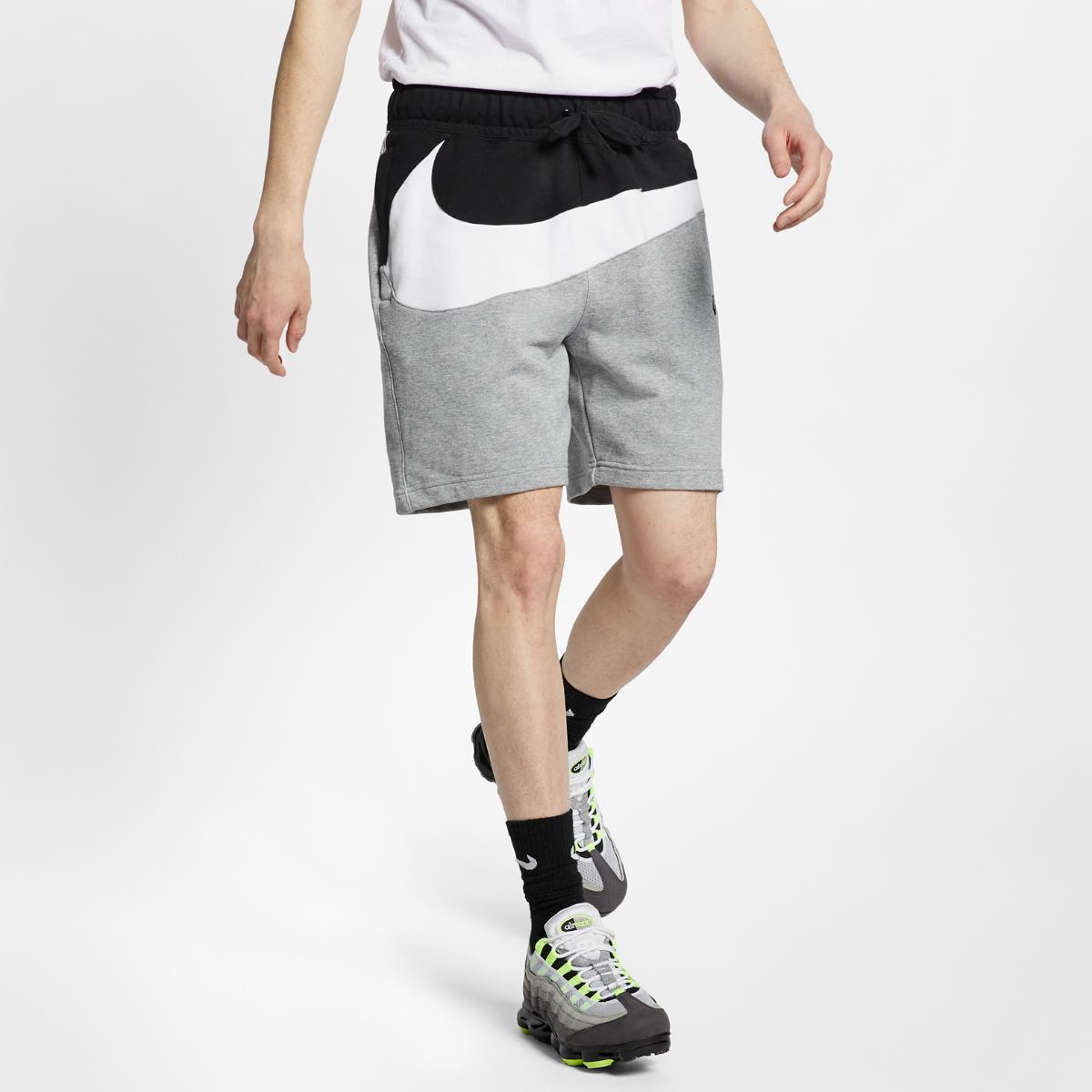 NikeSak As M Nsw Hbr Colorblock Large Logo Splicing Elastic Waistband Sports Shorts Gray AR3162-091