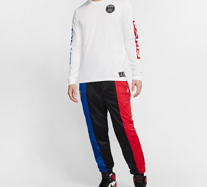 Air Jordan Paris Saint-Germain Chest Logo Printing Long Sleeves White BQ8383-101