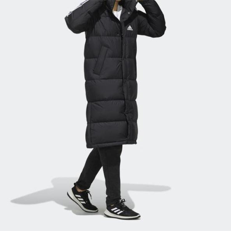 adidas Long Parka mid-length Outdoor Thicken hooded down Jacket Black EH3993