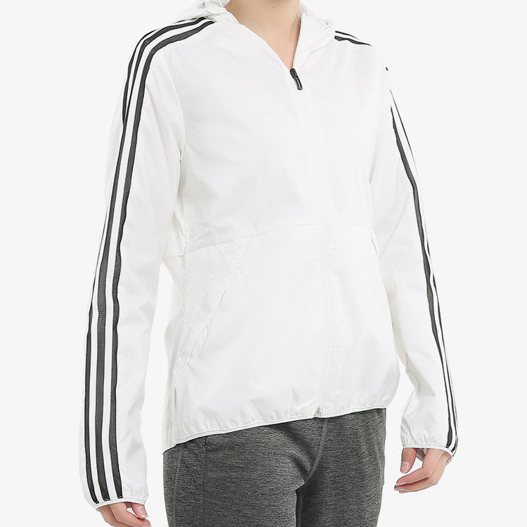 (WMNS) adidas Plaid Applique Windtight Hooded Jacket Coat White EH3901