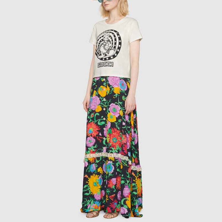 (WMNS) Gucci x Disney Donald Duck Printed Short-Sleeved For Beige 644674-XJDBE-9095