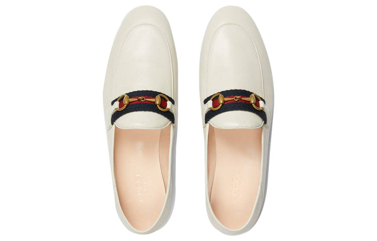 (WMNS) Gucci Loafer With Web 'White Leather' 631619-CQXM0-9065