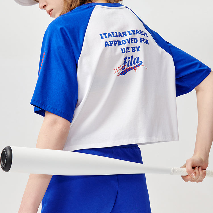 FILA FUSION Colorblock Round Neck Short Sleeve White T11W122111A-WT