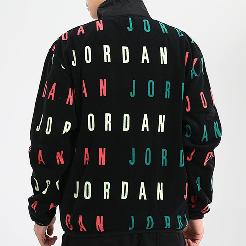 Air Jordan Jumpman Logo Printing Windproof Stand Collar Jacket Black CT3571-010