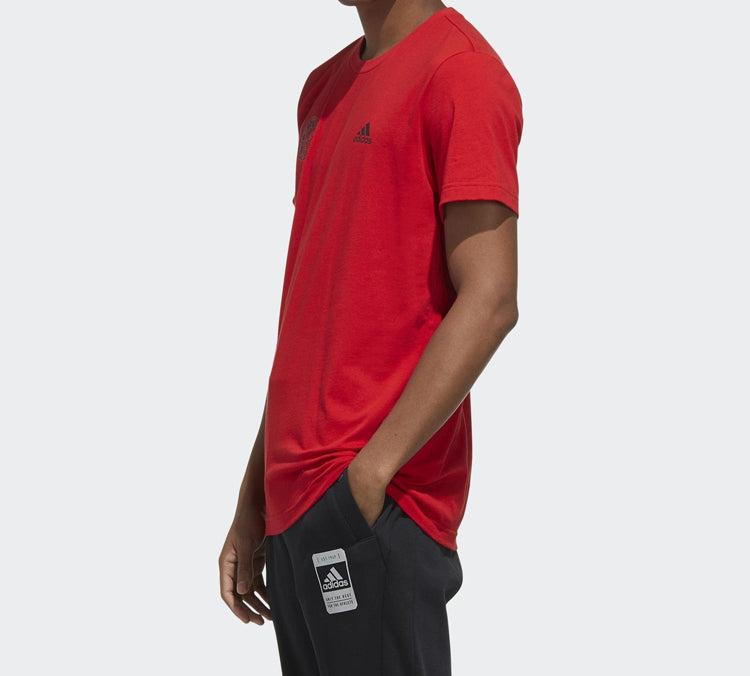 adidas Alphabet Logo Printing Short Sleeve Red FU6220
