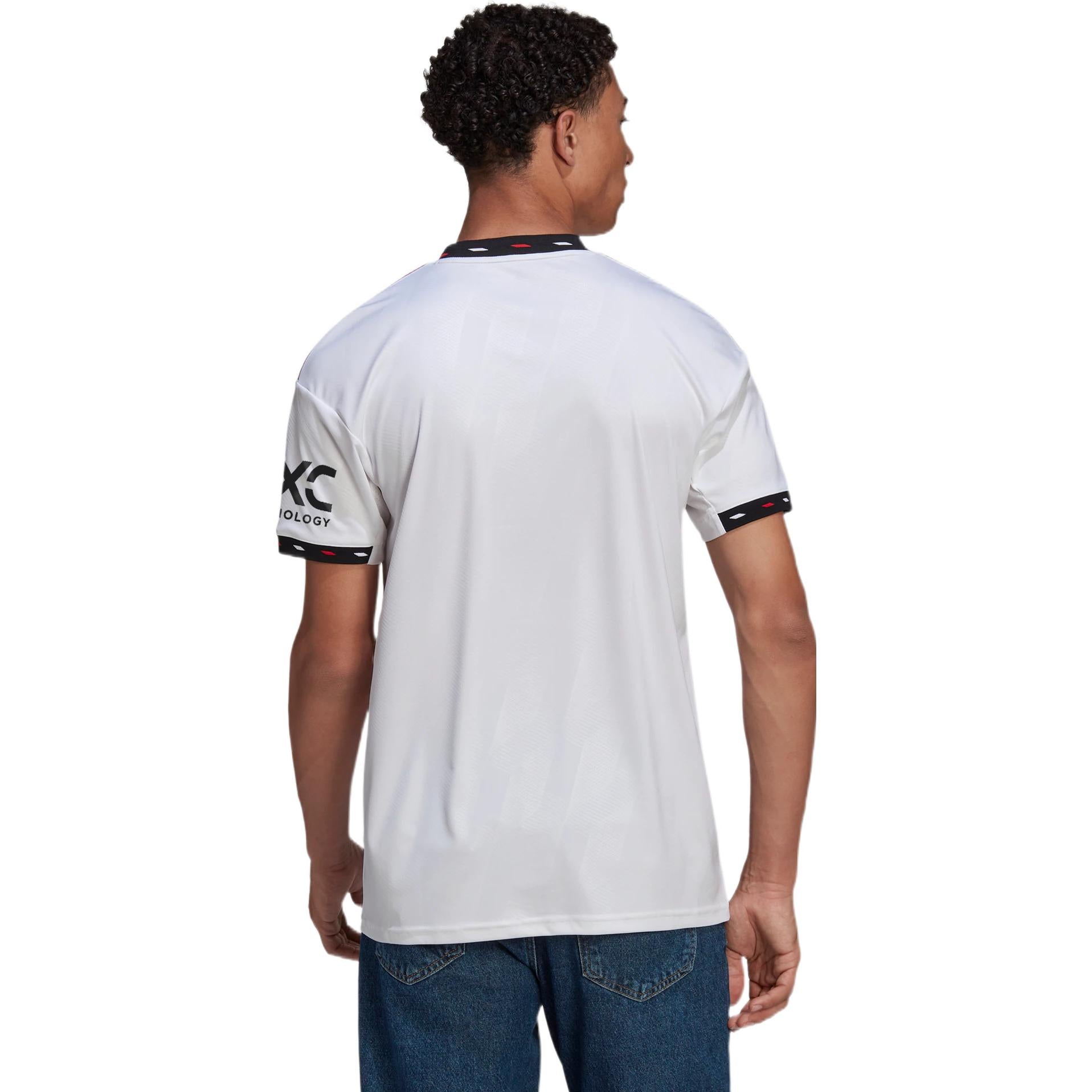 adidas Manchester United Fan Edition Soccer/Football V neck Stripe Logo Short Sleeve White H13880