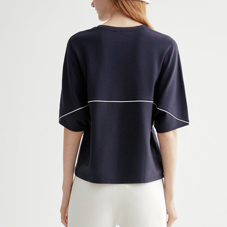 (WMNS) FILA Contrasting Colors Short Sleeve Navy Blue F11W021102F-NV