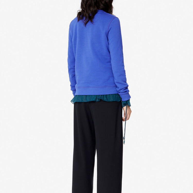 (WMNS) KENZO Embroidered Tiger Head Round Neck Blue Hoodie F962SW7164X7-80