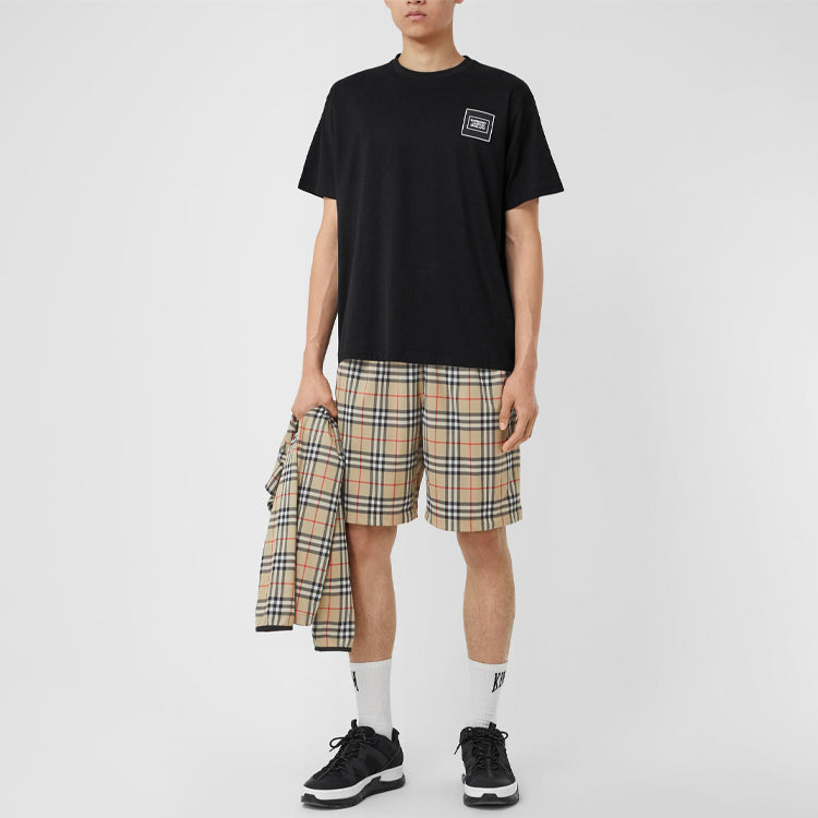 Men's Burberry Logo Intarsia Cotton Short Sleeve Black 80289431