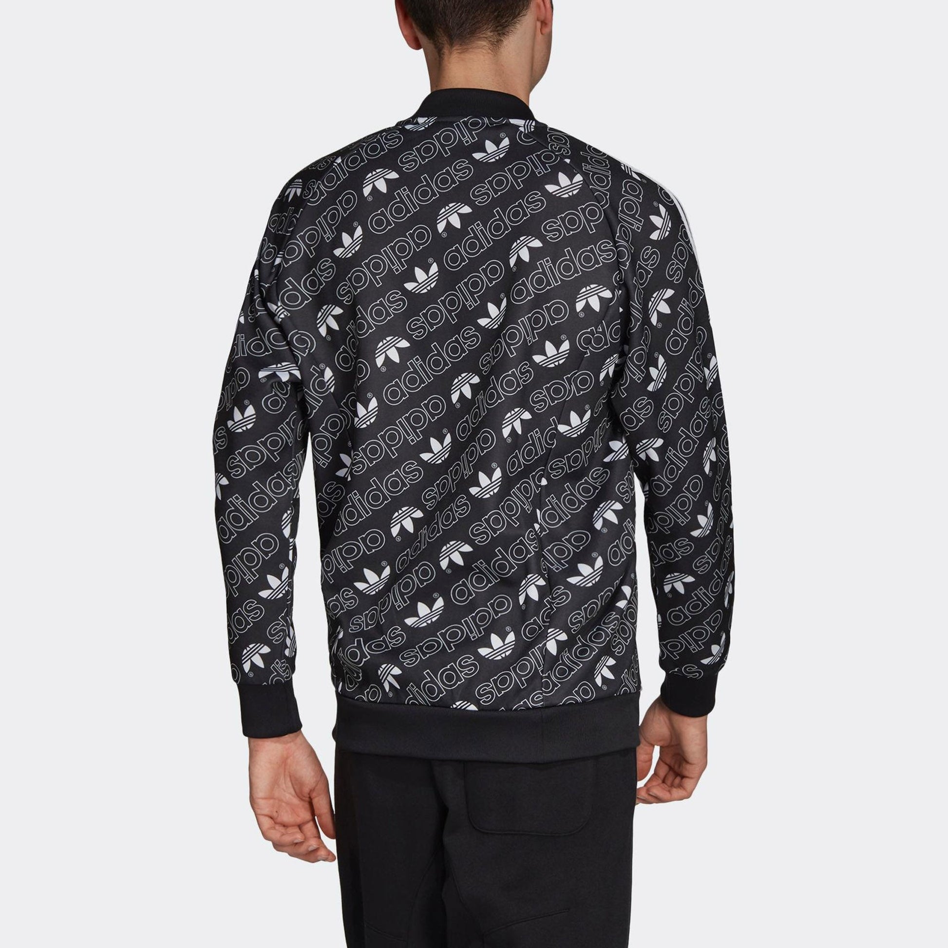 adidas originals Monogram TT Full Print Logo Sports Jacket Black EB4087