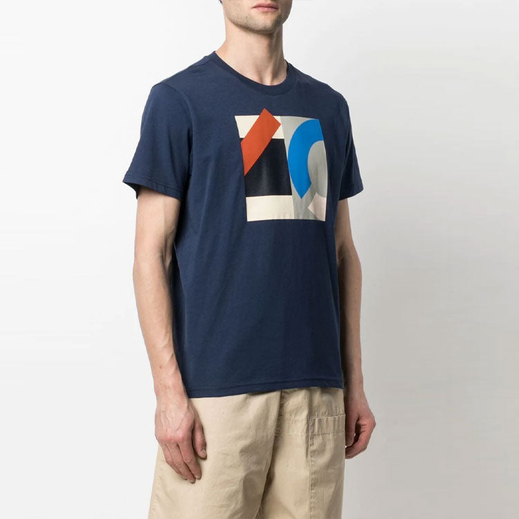 Men's KENZO SS21 Printing Logo Pattern Round Neck Short Sleeve Blue T-Shirt 5TS0254SJ-77