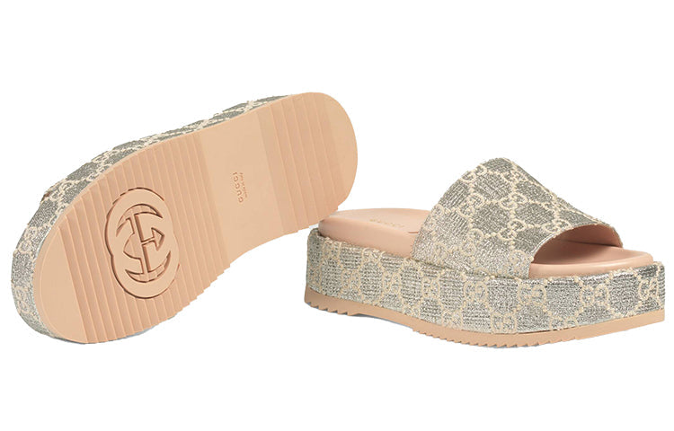 (WMNS) Gucci GG Lame Slide Sandal 'Silver' 623212-2AW00-1066
