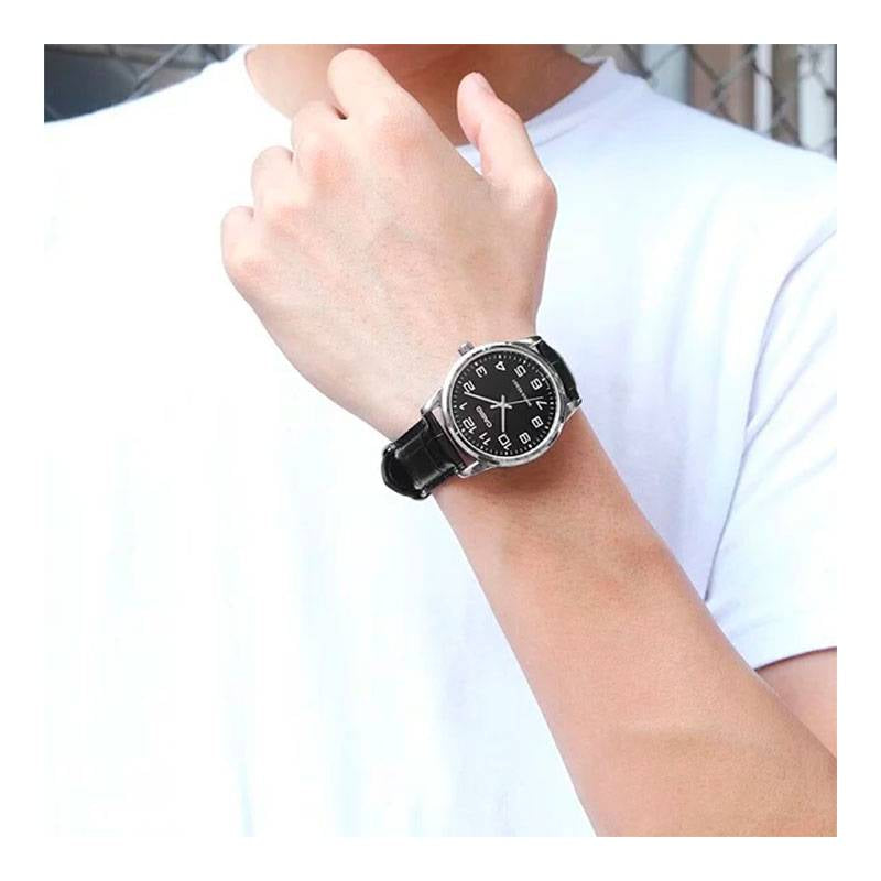 CASIO Quartz Waterproof Mens SilverBlack Analog MTP-V001L-1B
