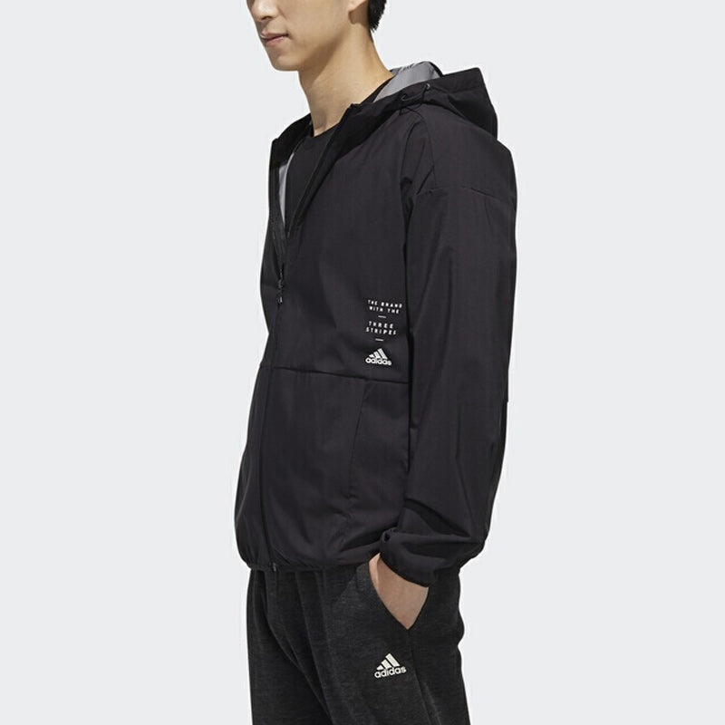 adidas M Id Trvl Wv Jk Windproof Sports Hooded Jacket Black ED1942