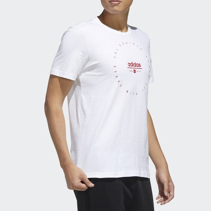 adidas M Adi Clk T Casual Sports Breathable Sweat Absorbing Short Sleeve White FM6059