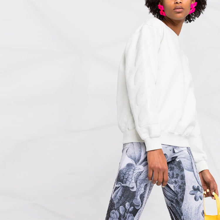 (WMNS) Off-White SS21 Arrow Logo Printing Sports Round Neck Hoodie Version White OWBA046S21JER0020101
