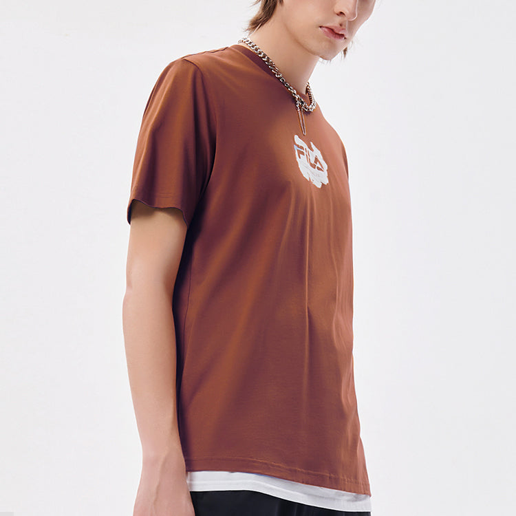 Men's FILA FUSION cycling Illustration Pattern Printing Knit Short Sleeve T11M133104F-DR