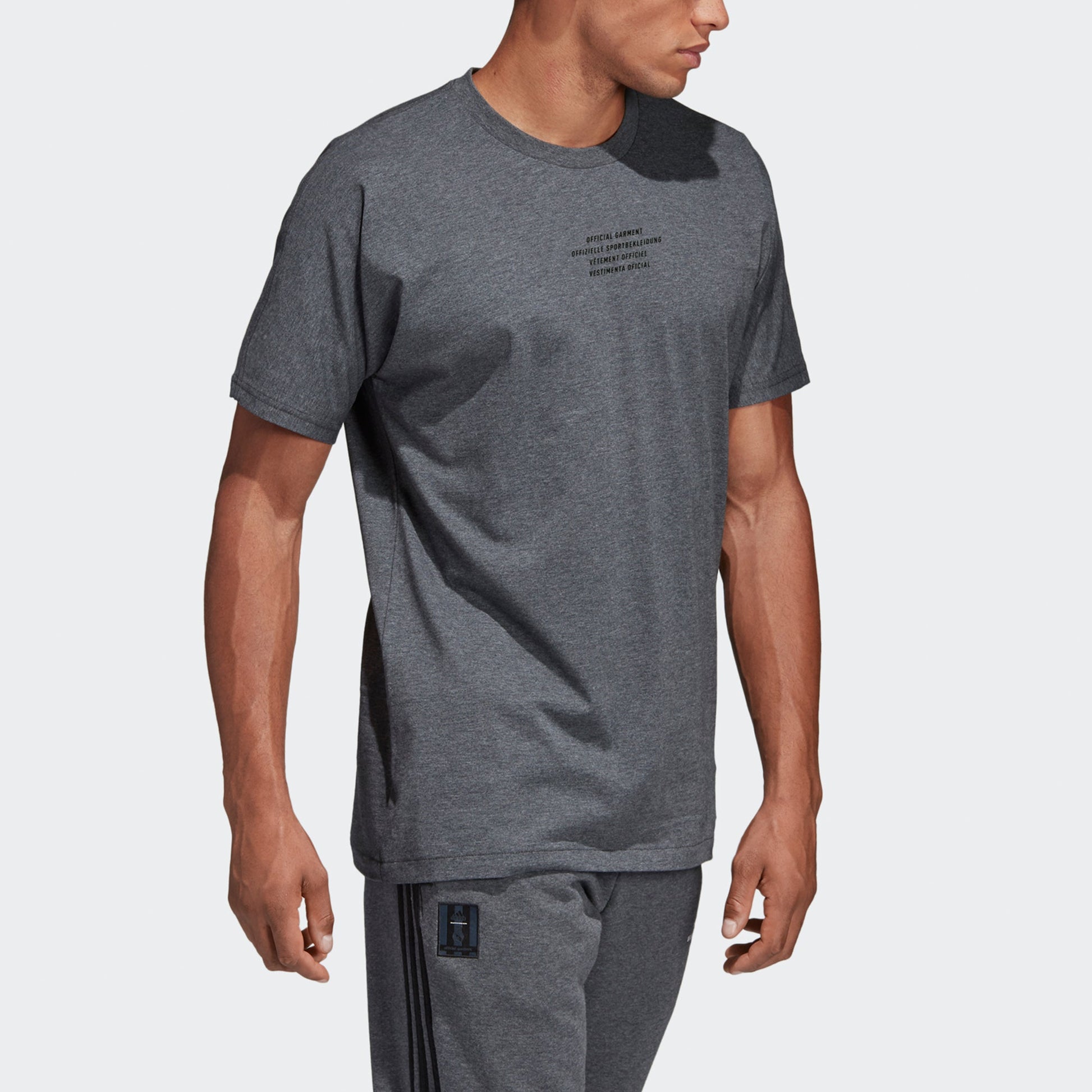 adidas Real Ssp Tee Real Madrid Webbing Soccer/Football Sports Short Sleeve Gray DP5182