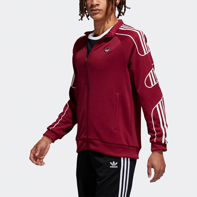 adidas originals Stand Collar Casual Sports Jacket Red ED7212