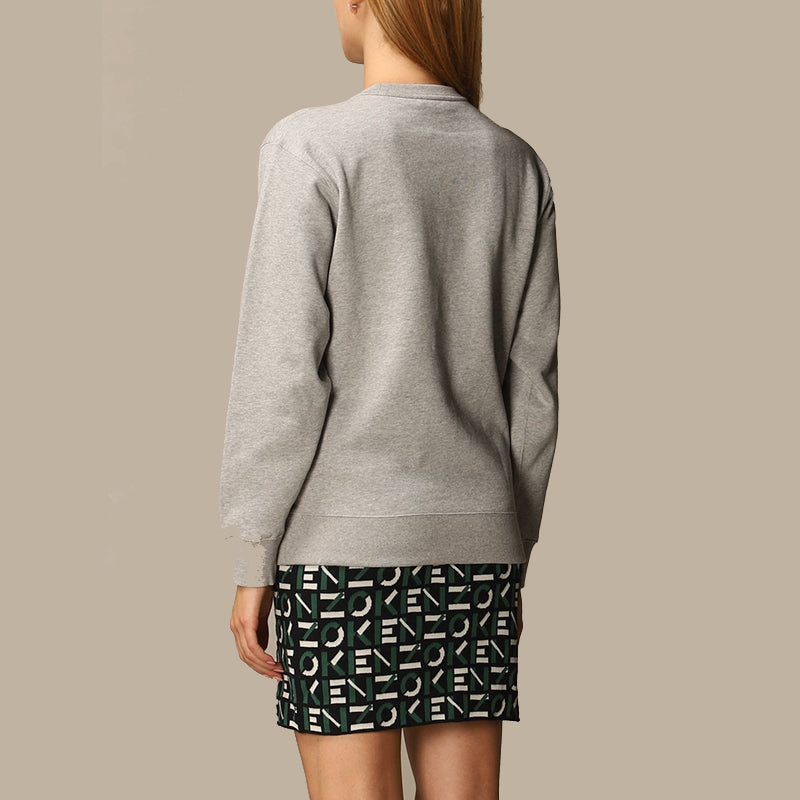 (WMNS) KENZO Embroidery Logo Round-neck Swea Gray FA62SW8204MO-94A
