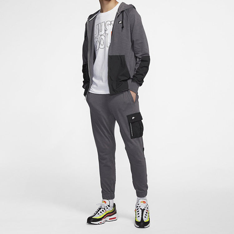 Nike Colorblock Sports Running hooded Drawstring Jacket Gray CI9585-021