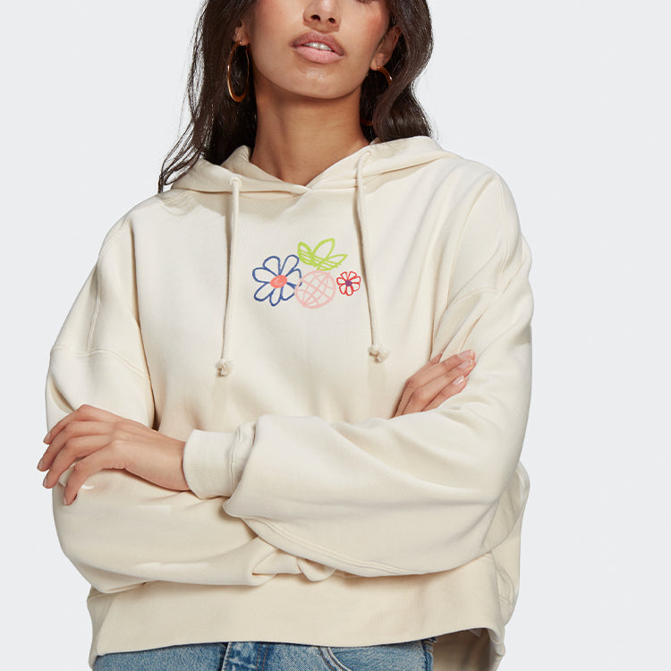 (WMNS) adidas originals Hoodie Short Sports Pullover Hoodie 'Creamy White' GP3495