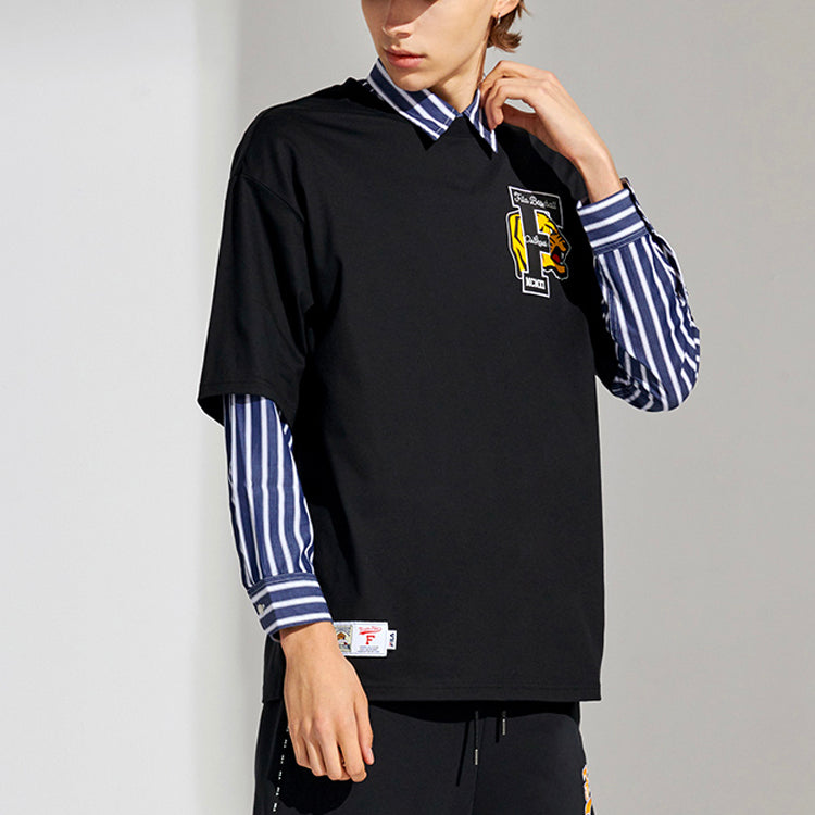 FILA FUSION Casual Loose Pullover Short Sleeve Black T11M112103F-BK