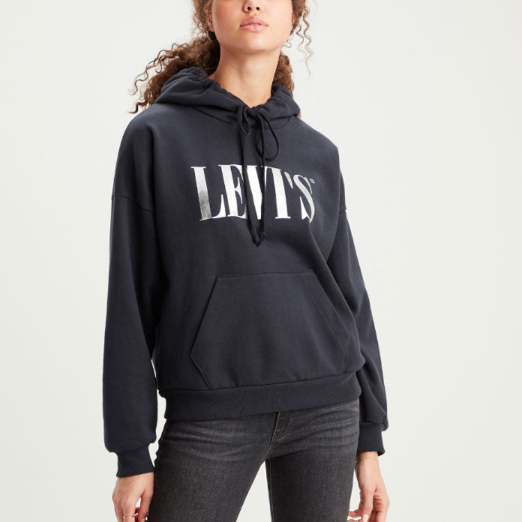 (WMNS) Levi's Loose Casual Hoodie 'Black' 85280-0016