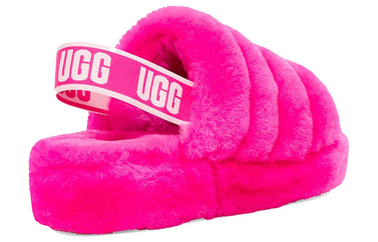 (WMNS) UGG Fluff Yeah Slide Thick Sole Slipper Red 1095119-RCR