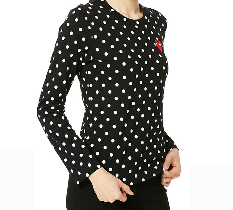 (WMNS) COMME des GARCONS PLAY Polka Dots Long Sleeves Tee 'Black White' AZ-T165-051-1